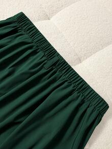GlowEve CURVE Chân váy chữ A cạp cao cho nữ cỡ lớn, thanh lịch khi đi làm - Màu xanh lá cây đậm - Xem 5