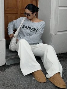 Dazy Plus Dark Wash Loose Straight Leg Long Denim Jeans, All Season