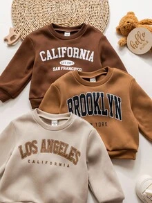 秋冬款3件套可爱休闲针织女婴字母图案长袖卫衣