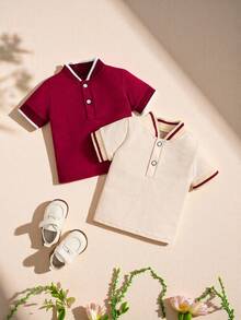 Souflis Souflis 2入組嬰兒男童夏季優雅紳士針織短袖Polo衫