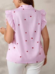 EMERY ROSE Blusa de mujer talla grande con estampado de corazones a rayas, para verano - Multicolor - Ver 2