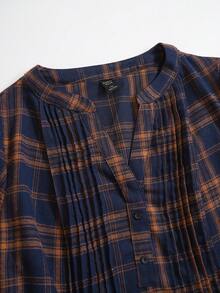 Rusticease Plus Size Women's Plaid Printed Simple Daily Long Sleeve Shirt,Spring/Summer/Vacation - Multicolor - View 7