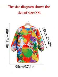 1 件儿童艺术围裙长袖防污绘画工作服防护服适用于艺术项目工艺品绘画学校活动防水易清洁