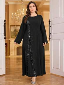 Al Najma Plus Size Women's Beaded & Rhinestone Embellished Long Sleeve Robe