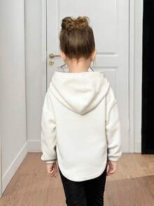 女童配套保暖内衬卫衣，秋冬季休闲运动装 - 白色 - 查看 7