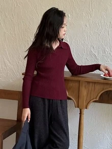 DAZY Jersey de cuello alto ajustado para niña preadolescente, para otoño/invierno