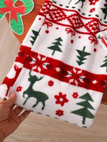 少女印花羊毛裤，舒适宽松直筒裤，圣诞图案印花，秋冬 - 白色 - 查看 5