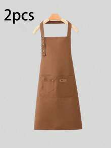 1/2/3/5pcs Apron, Household Waterproof And Oil-Proof Apron, Adjustable Bib Apron, Kitchen Cooking Aprons
