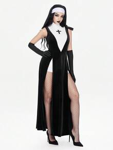 ROMWE Avant Disfraz sexy y oscuro de juego de roles de moda para Halloween - Negro - Ver 8
