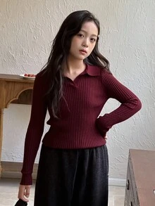 DAZY Jersey de cuello alto ajustado para niña preadolescente, para otoño/invierno