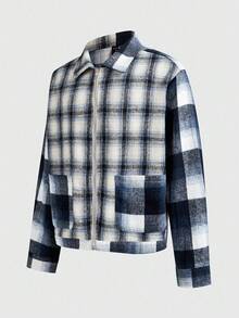 ROMWE MEN Prep 男士休闲通勤格子夹克