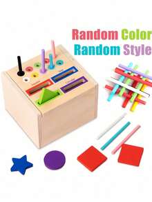 Zazumi Children's Travel-Size Stick, Montessori-Style Toddler Toys, Wooden Infant Toys For Kids, Sensory Toys That Keep Toddlers Engaged, Early Learning Toys, Educational Games, Random Colors