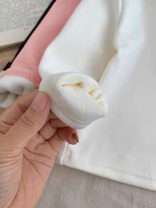 SHEIN LMoss Kids Bộ 6 món áo thun dài tay cổ lọ màu trơn dễ thương cho bé gái và quần dài cạp chun, thời trang thu đông - Nhiều màu - Xem 3