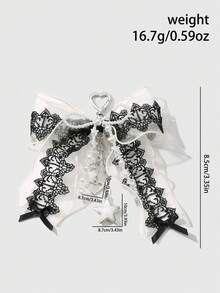 ROMWE Kawaii 1 件 Y2K 风格手工串珠钥匙扣，配人造珍珠、黑白蕾丝蝴蝶结、心形、星形吊坠装饰，复古哥特式时尚配饰，适合女士、女孩日常穿着、节日礼物、万圣节 - 多色-23 - 查看 7