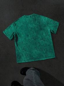 PAVTROS 男式字母与建筑图案圆领短袖休闲T恤 - 彩色 - 查看 2