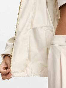 Lumivelle 2025 New Arrival Women's Pleated Loose Drawstring Lightweight Zip-Up Jacket Fall Winter Cloth For Women - Apricot - View 8