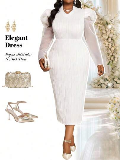 Fleurora Plus Size Women Solid Color V-Neck Raglan Sleeve Waist Cinched Textured Fabric Fashion Dress Spring And Summer Autumn And Winter Elegant Casual Commuting Vintage Office Black Knitted Stand Collar Mermaid Bell Sleeve Long Long Sleeve Plus Size Dresses Formal Dress Professional Clothes Plus Size Women's Solid Color Button Design V-Neck Lantern Sleeve Elegant Dress Winter Winter Dress Women New Year Women's Clothes Prom Dresses For Women Elegant Party Dress Curvy Party Dresses Long Party Dress Glitter Dress White Dress New Year