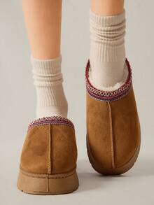 Solecia 女士雪地靴，适合秋冬季日常穿着 - 棕色 - 查看 10