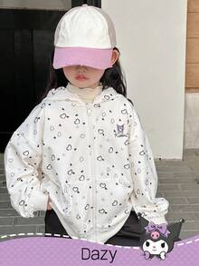 DAZY HELLO KITTY AND FRIENDS | SHEIN 少女卡通图案拉链连帽卫衣 - 米色 - 查看 7