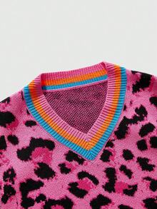 ROMWE MEN Street Life Gilet casual da uomo a scollo a V con stampa a righe e leopardata, autunnale