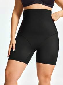 SHAPORA Pantalones cortos moldeadores de unicolor de talla grande para mujer - Negro - Ver 4