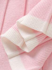 SHEIN Playful Pals Baby Girls' Casual Fashion Cute Pink Bow Pleated Knit Dress, Soft & Comfortable, Suitable For Daily, Outing, Travel, Holiday, Home, Nursery, Autumn/Winter, Christmas, Back To School, Party, Versatile Fall - Baby Pink - View 13