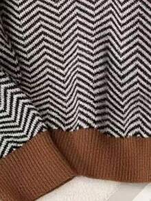 Franclia Suéter holgado de cuello en V de manga larga y ajuste casual para mujer, versátil