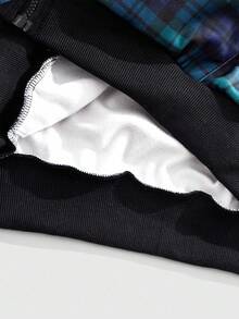 ROMWE MEN Prep Felpa con cappuccio a maniche lunghe stile college a quadri da uomo, autunno inverno