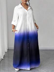 Maweii فستان حفلة أنيق بتدرج اللون للمرأة بمقاسات كبيرة، تصميم متعدد الاستخدامات للمناسبات الرومانسية - متعدد الألوان - مشاهدة 7