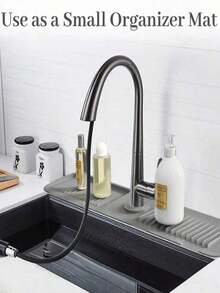 SHEIN 1 件装硅胶排水垫厨房/浴室水槽防溅防滑表面垫/架，装饰性防滑台面保护垫，家居和厨房装饰及实用礼品，舒适的秋冬风格 - 灰色 - 查看 12