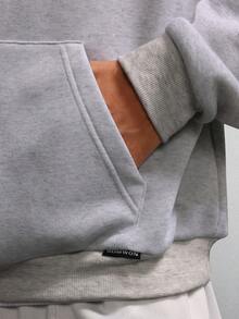 SUMWON 超大骷髅肋骨连帽衫，撞色袖子，打造哥特街头风，INS 热销款式，假日必备，舒适厚实面料，极致保暖，纯色 - 淺灰色 - 查看 5