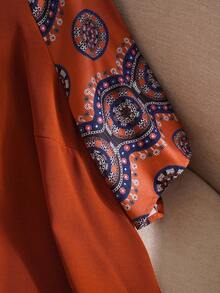 EMERY ROSE Plus Size Round Neck Short Sleeve Casual Blouse,Boho Summer,Western Wear,Vacation, Fall Top - Rust Brown - View 7