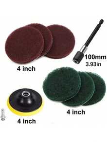 SHEIN 3/14/22 件电动洗涤器套件，带洗涤垫和海绵清洁套装 - 强力电动钻刷，用于深度清洁（配件颜色可能因批次而异）