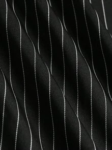 SHEIN PETITE Quần ống đứng sọc tối giản đi làm PETITE-D dành cho nữ - màu đen - Xem 3