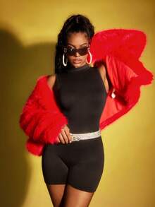 Zyxie Women's Sleeveless Stand Neck Unitard Jumpsuit - Black - View 5