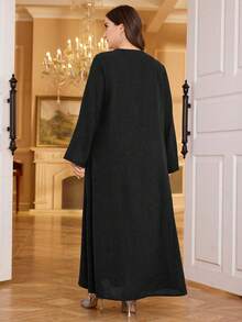 Al Najma Plus Size Women's Beaded & Rhinestone Embellished Long Sleeve Robe