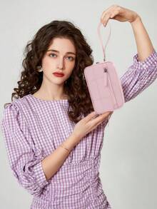 女士腕包钱包 - 绗缝尼龙腕包，带 3 个拉链隔层、旅行卡包和收纳包 - 彩色 - 查看 3