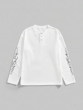 Street Life Tee-shirt à manches longues minimaliste et décontracté avec imprimé gaufré, pour l'automne