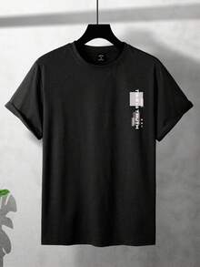 Claim Dot 男款標語印花落肩 T 卹 - 黑色 - 查看 8