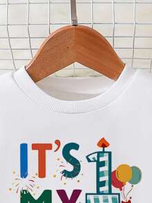SHEIN 2pcs/Set Baby Boy Casual English Slogan & Birthday Graphic Crew Neck Sweatshirt And Pants Sports Trousers Outfit, Comfortable And Fashionable For Autumn/Winter, Suitable For Parties, Outdoor Picnics, Street Photography, Campus, Festivals, Gifts 18 Month Clothes Boy Birthday Boy Outfit First Birthday Shirt Boy 1st Birthday Outfit Boy Baby Boy 1st Birthday Clothes Baby Boy Streetwear Toddler Streetwear Fly Boy Shirts Fall - Multicolor - View 4