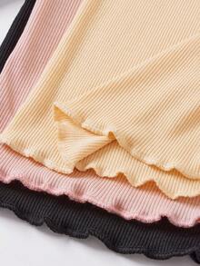 SHEIN LMoss Kids LMoss 3pcs/Set Baby Girls' Cute Knitted Heart Pattern Ruffled Hem Tops, Autumn/Winter Fall - Multicolor - View 4