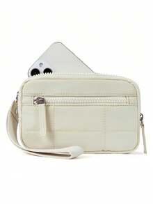 女士腕包钱包 - 绗缝尼龙腕包，带 3 个拉链隔层、旅行卡包和收纳包 - 彩色 - 查看 10