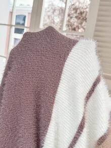 SHEIN 孕妇秋冬休闲拼色条纹修身针织连衣裙 - 彩色 - 查看 8