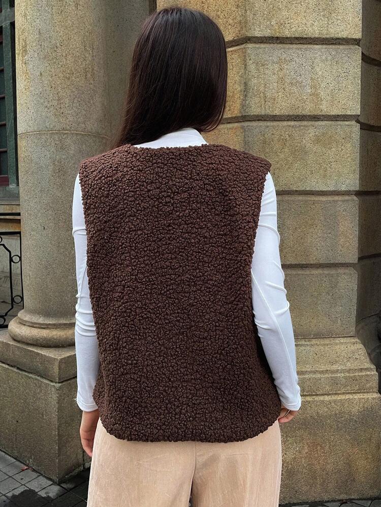 Women's Casual Sleeveless Solid Color Jacket, Autumn Vest Women Coats