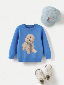 PrepCrw Baby Boy Cute Dog Pattern Pullover Sweater, Casual Autumn/Winter Toddler Sweater Knitted Baby Sweater Baby Jumper Dog Sweater Baby Boy Knitwear Baby Sweater With Dog ColorfulJoy Knitted Baby Boy Blue Sweater Baby Boy Puppy Sweater Baby Boy Fall Outfit Knitted Baby Boy Sweater