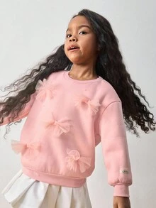 Maija Kids Maija Kids 少女字母图案柔软针织圆领长袖套头衫 - 粉色 - 查看 1