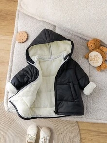 女婴可爱百搭保暖连帽夹克，秋冬