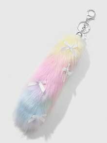 ROMWE Kawaii 1 pièce Porte-clés et porte-clés minimaliste, délicat et de haute qualité avec queue blanche et moelleuse. Accessoire polyvalent convenant aux femmes, excellent cadeau - Multicolore-4 - Voir 2