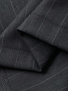 Dazy Plus Quần dài công sở dáng rộng ống đứng kẻ sọc cỡ lớn cho nữ, trang trí dây rút, thường ngày, thu đông - Màu xám đen - Xem 4