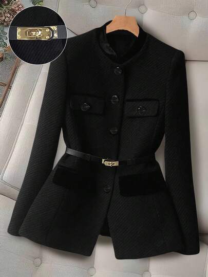 GlowEve CURVE 大码纯色简约长袖西装外套，日常穿着